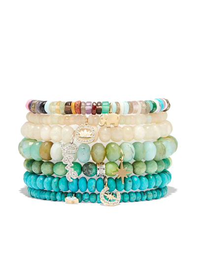 Sydney Evan 14kt Yellow Gold Starburst Opal And Diamond Bracelet In Gold