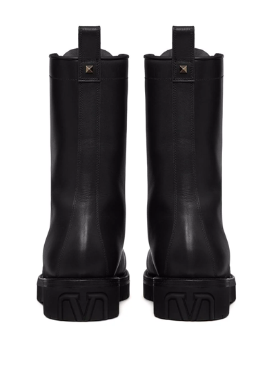 Shop Valentino Xcombat Leather Boots In Black