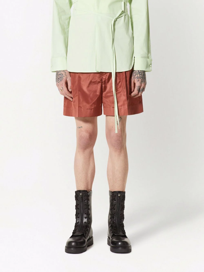Shop Valentino Pressed-crease Tailored Shorts In Brown