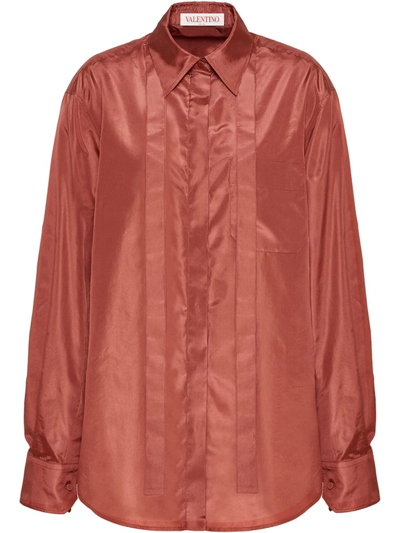 Shop Valentino Long-sleeve Button-fastening Shirt In Brown