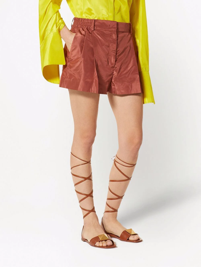 Valentino Pressed-crease Tailored Shorts In Brown