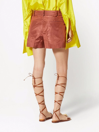 Valentino Pressed-crease Tailored Shorts In Brown