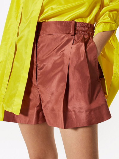 Valentino Pressed-crease Tailored Shorts In Brown