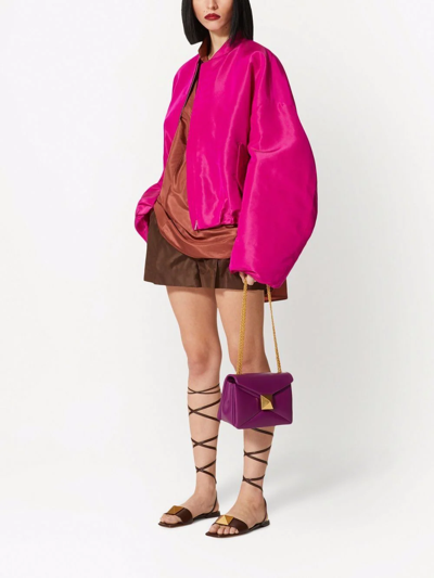 Valentino High Rise Silk Taffeta Mini Shorts In Brown