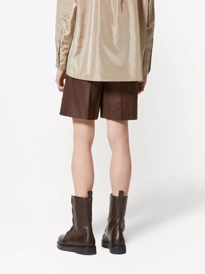Shop Valentino Pressed-crease Tailored Shorts In Brown