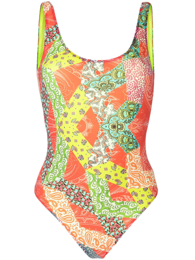 Shop Etro Paisley-print Swimsuit In Multicolour