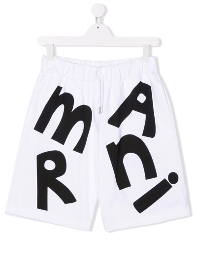 Shop Marni Teen Logo-print Track Shorts In White