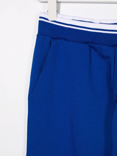Shop Marni Teen Colour-block Logo-print Trousers In Blue