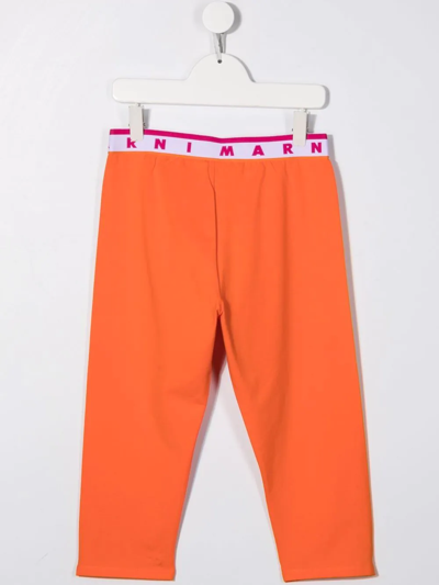 Shop Marni Teen Logo-waistband Leggings In Orange
