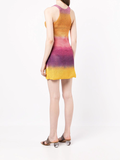 Shop Agr Crochet Striped Dress In Multicolour