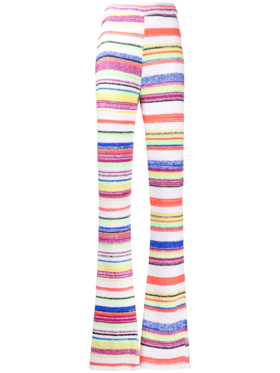 Shop Agr Stripe Knitted Trousers In Multicolour
