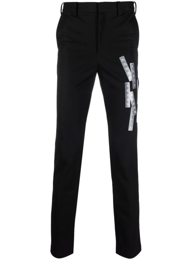 Shop Doublet Label-print Straight-leg Trousers In Black