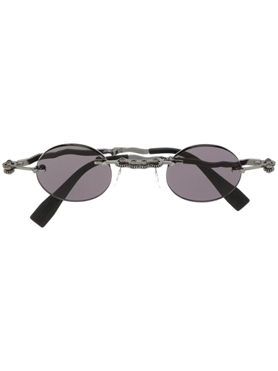 Shop Kuboraum Hammered Frame Sunglasses In Black