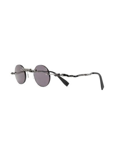 Shop Kuboraum Hammered Frame Sunglasses In Black