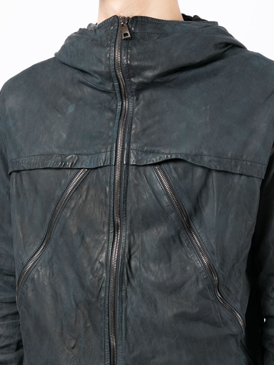 GIORGIO BRATO ZIP-UP HOODED LEATHER JACKET 