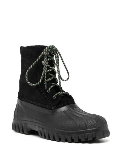 Shop Diemme Lace-up Rubber -panel Boots In Black