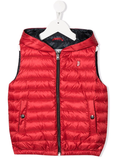 Shop Herno Padded Down Hoodie Gilet In Red