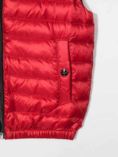 Herno Padded Down Hoodie Gilet In Red