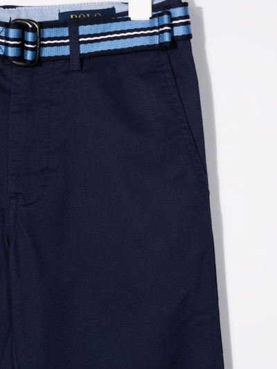 Polo Ralph Lauren Kids Boys Blue Cotton Trousers With Belt In Blue
