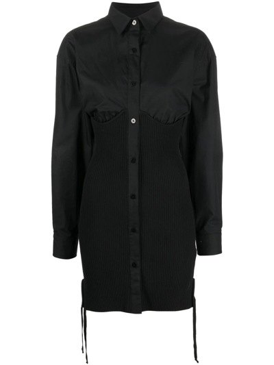 Shop Andreädamo Corset-style Shirt Dress In Black