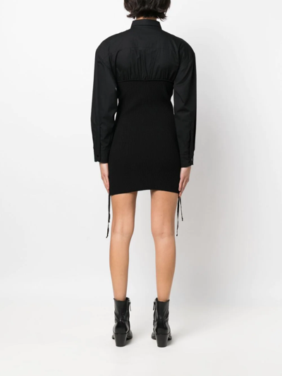 Shop Andreädamo Corset-style Shirt Dress In Black