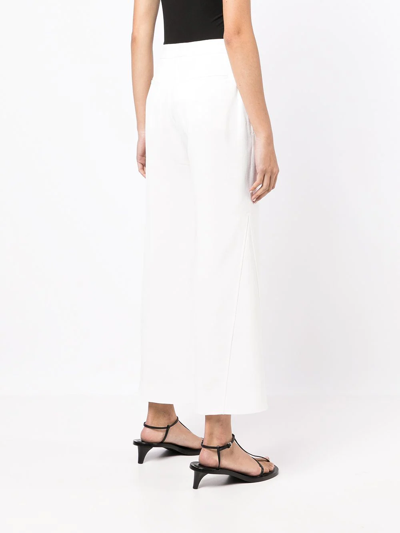Shop Jil Sander Cropped Wide-leg Trousers In White