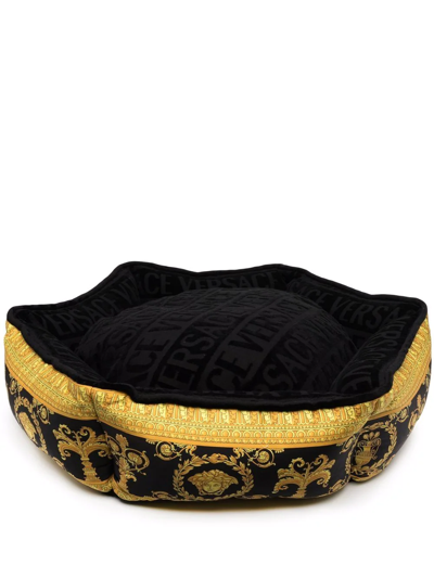 Shop Versace Baroque-print Dog Bed In Black