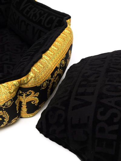 Versace Baroque-print Dog Bed In Black