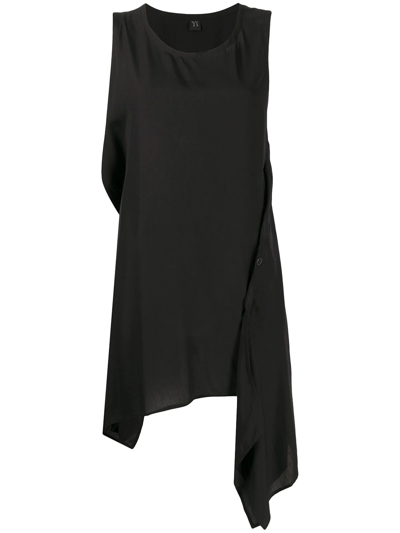 Shop Y's Sleeveless Draped-hem Vest Top In Black