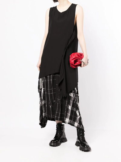 Y's Asymmetrical Draped Sleeveless Top In Black