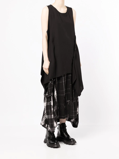 Y's Asymmetrical Draped Sleeveless Top In Black