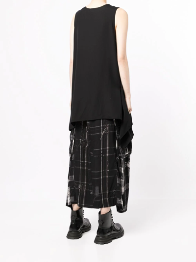 Y's Asymmetrical Draped Sleeveless Top In Black