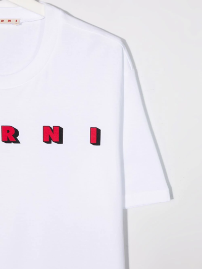 Shop Marni Teen Logo-print Cotton T-shirt In White