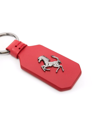 Shop Ferrari Leather Logo-plaque Keyring In Red