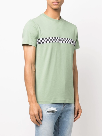Shop John Richmond Checkerboard Logo-print T-shirt In Green