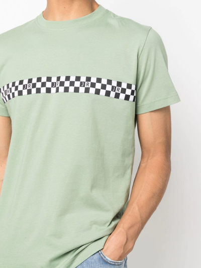 Shop John Richmond Checkerboard Logo-print T-shirt In Green