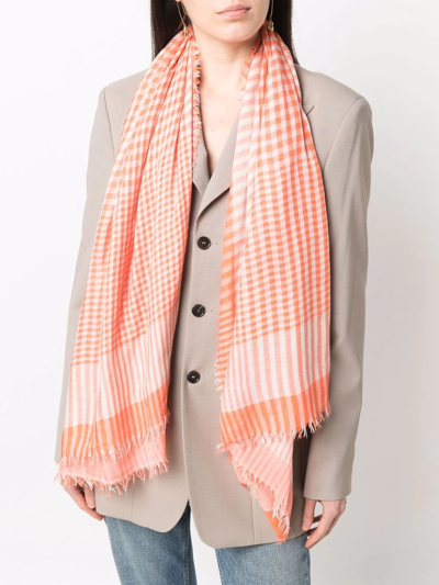 Faliero Sarti Check Pattern Scarf In Orange
