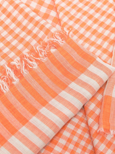 Faliero Sarti Check Pattern Scarf In Orange