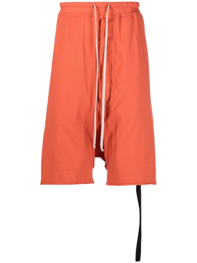 Rick Owens Drkshdw Drawstring-waist Cotton Drop-crotch Shorts In Orange