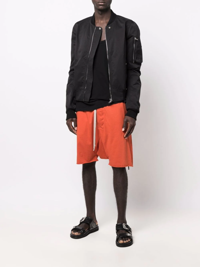 Rick Owens Drkshdw Drawstring-waist Cotton Drop-crotch Shorts In Orange
