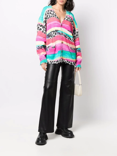 Shop R13 Multi-print Distressed Cardigan In Pink