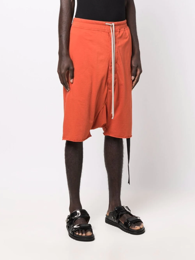 Rick Owens Drkshdw Drawstring-waist Cotton Drop-crotch Shorts In Orange