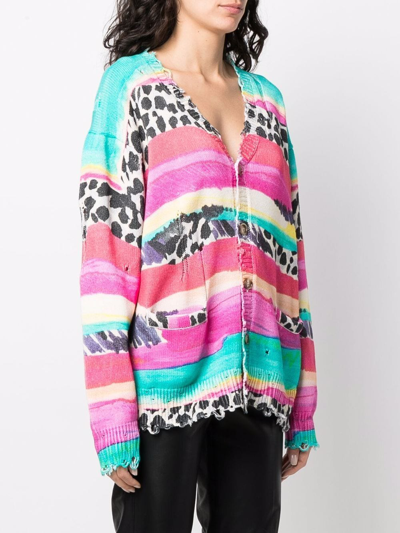 Shop R13 Multi-print Distressed Cardigan In Pink