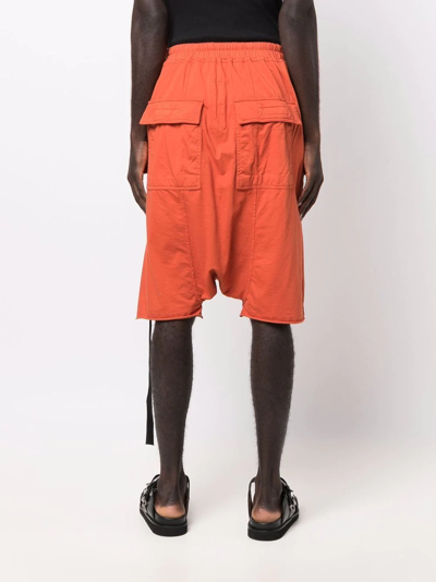 Rick Owens Drkshdw Drawstring-waist Cotton Drop-crotch Shorts In Orange