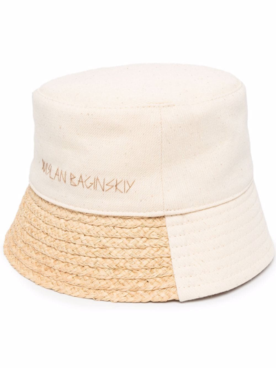 Shop Ruslan Baginskiy Logo Embroidered Bucket Hat In Neutrals