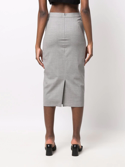 Shop Vetements Gem-embellished Fitted Skirt In Grey