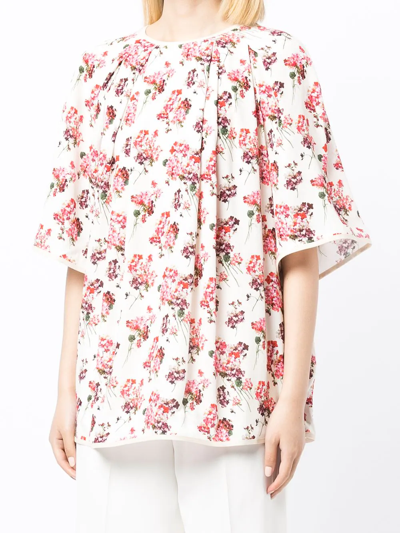 Shop Antonio Marras Pleat-design Short Sleeve Blouse In Neutrals