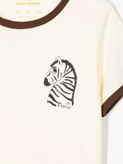Shop Mini Rodini Zebra-print Short-sleeve T-shirt In Yellow