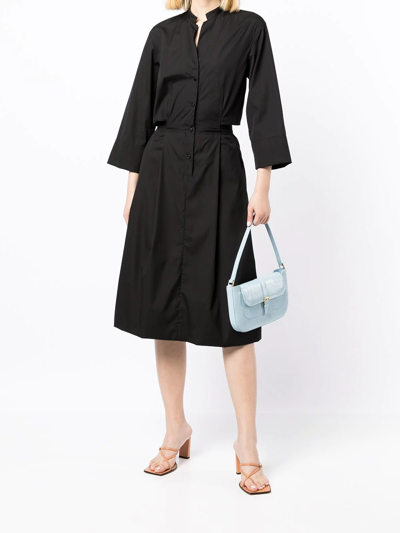 Agnona Three-quarter Midi Shirt Dress In Black