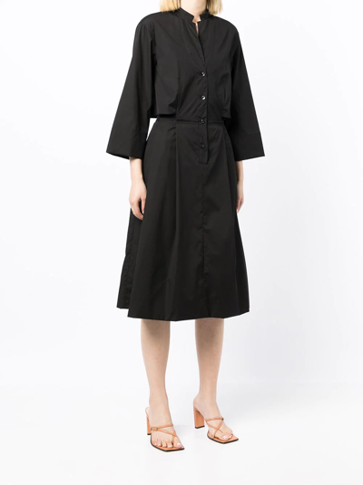 Shop Agnona Three-quarter Midi Shirt Dress In Black